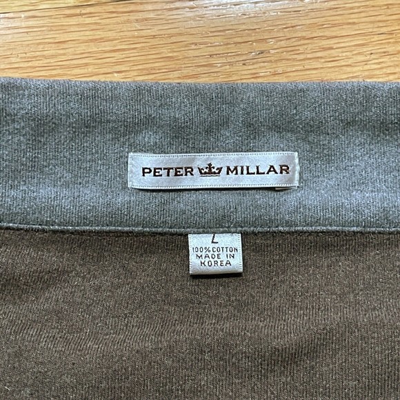 Peter Millar Golf Mens Quarter Zip Pullover Sweater Size Large L Cotton Brown - Picture 2 of 10